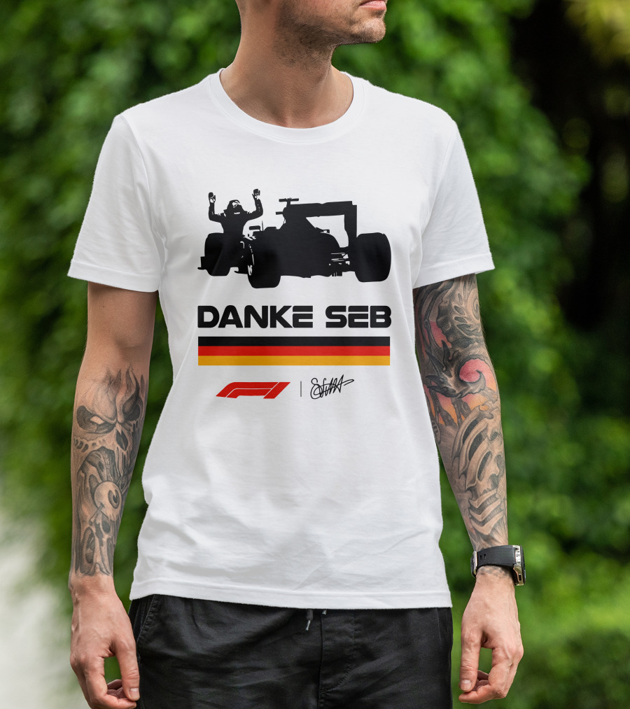 Sebastian Vettel Danke Seb Formula 1 F1 German Flag Racing T-Shirt