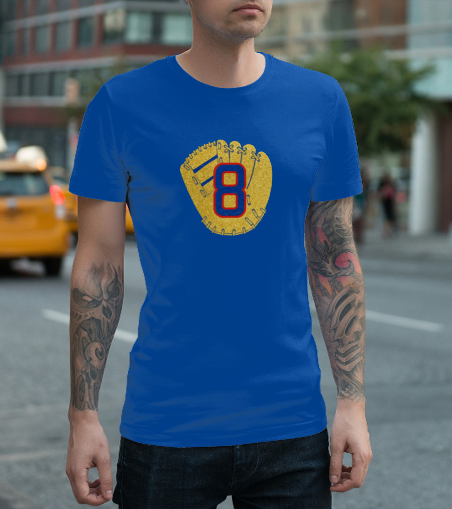 Gold Glove 8 Blue Background T-Shirt