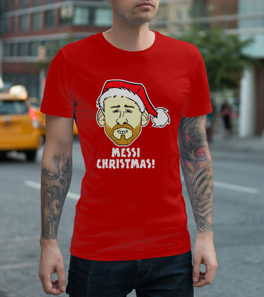 Messi Christmas Face Santa Hat T-Shirt