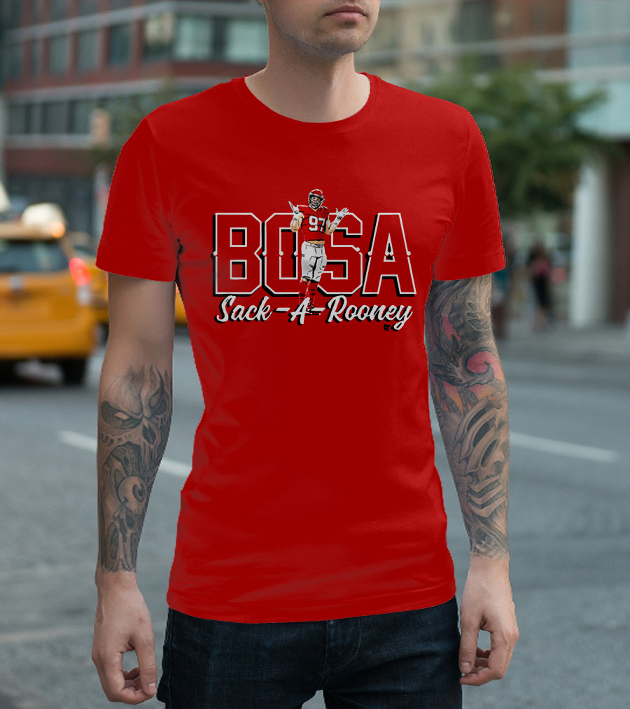 Bosa Sack-A-Rooney 97 Football Player Pose T-Shirt