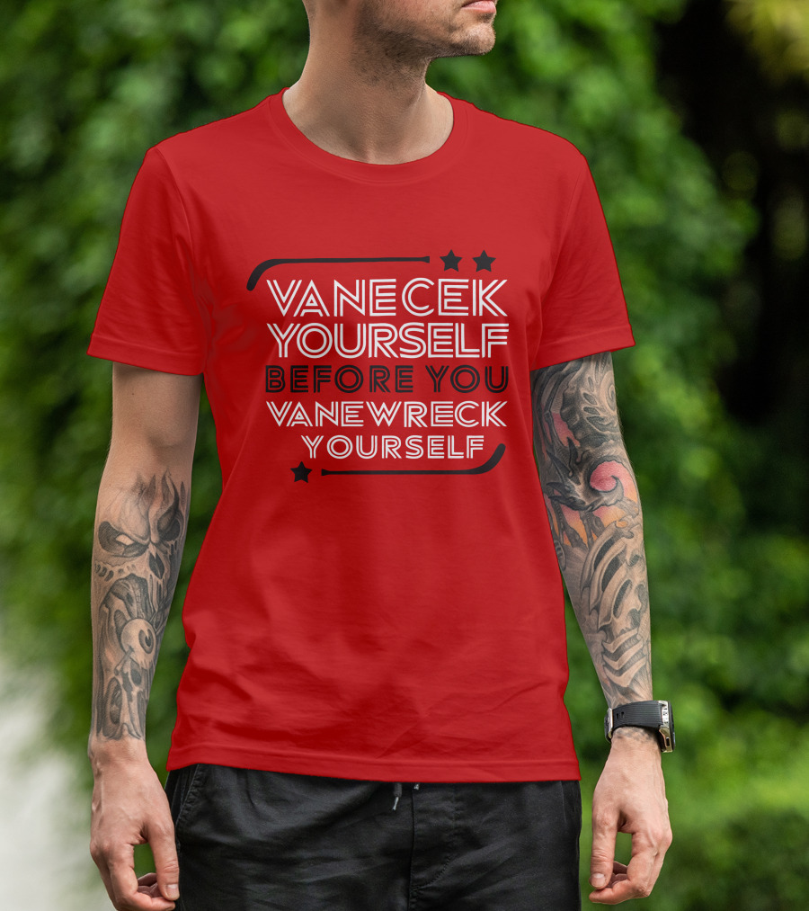 Vanecek Yourself Before You Vanewreck Yourself Stars Red T-Shirt