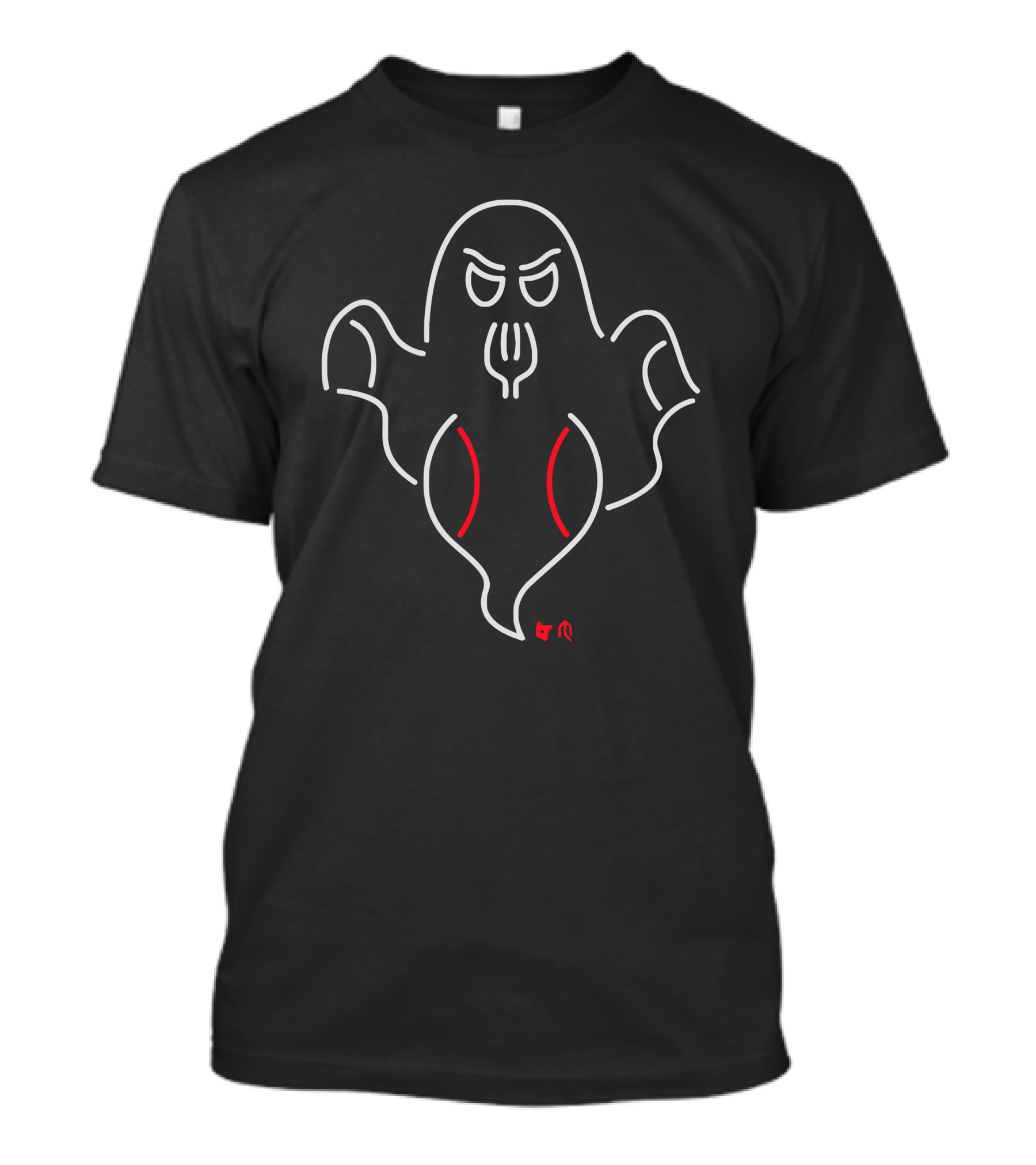 Neon Ghost Forkball Baseball Phantom With Fork And Red Accents T-Shirt