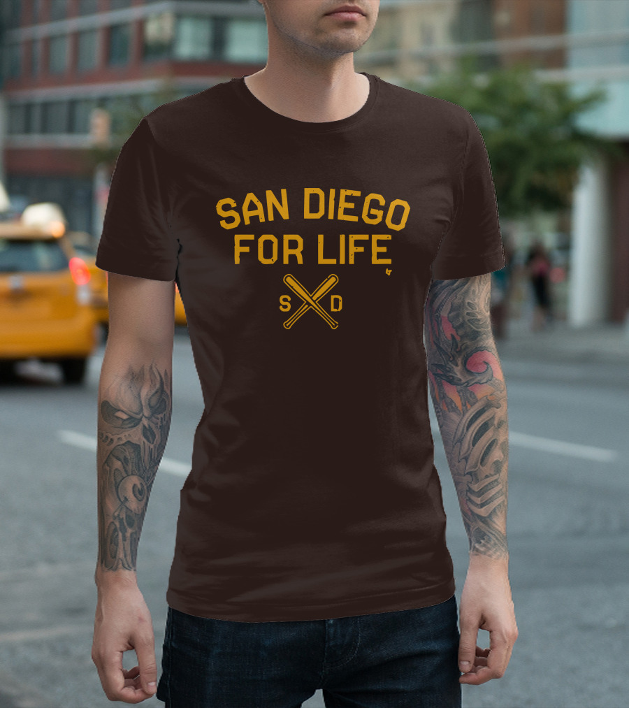 San Diego For Life SD Crossed Baseball Bats T-Shirt