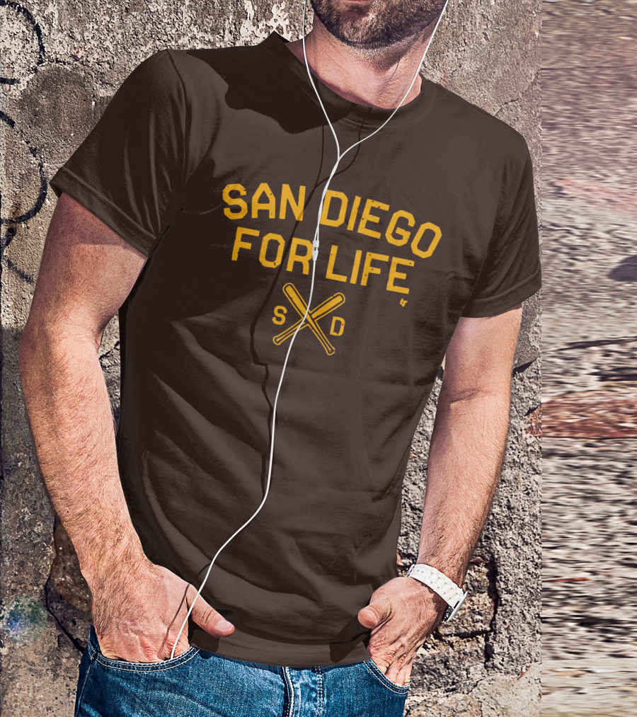 San Diego For Life SD Crossed Baseball Bats T-Shirt