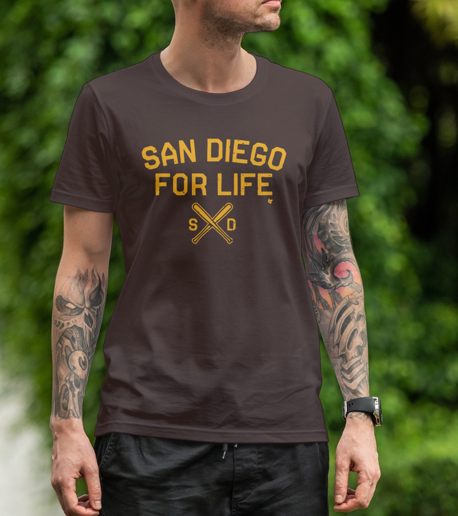 San Diego For Life SD Crossed Baseball Bats T-Shirt