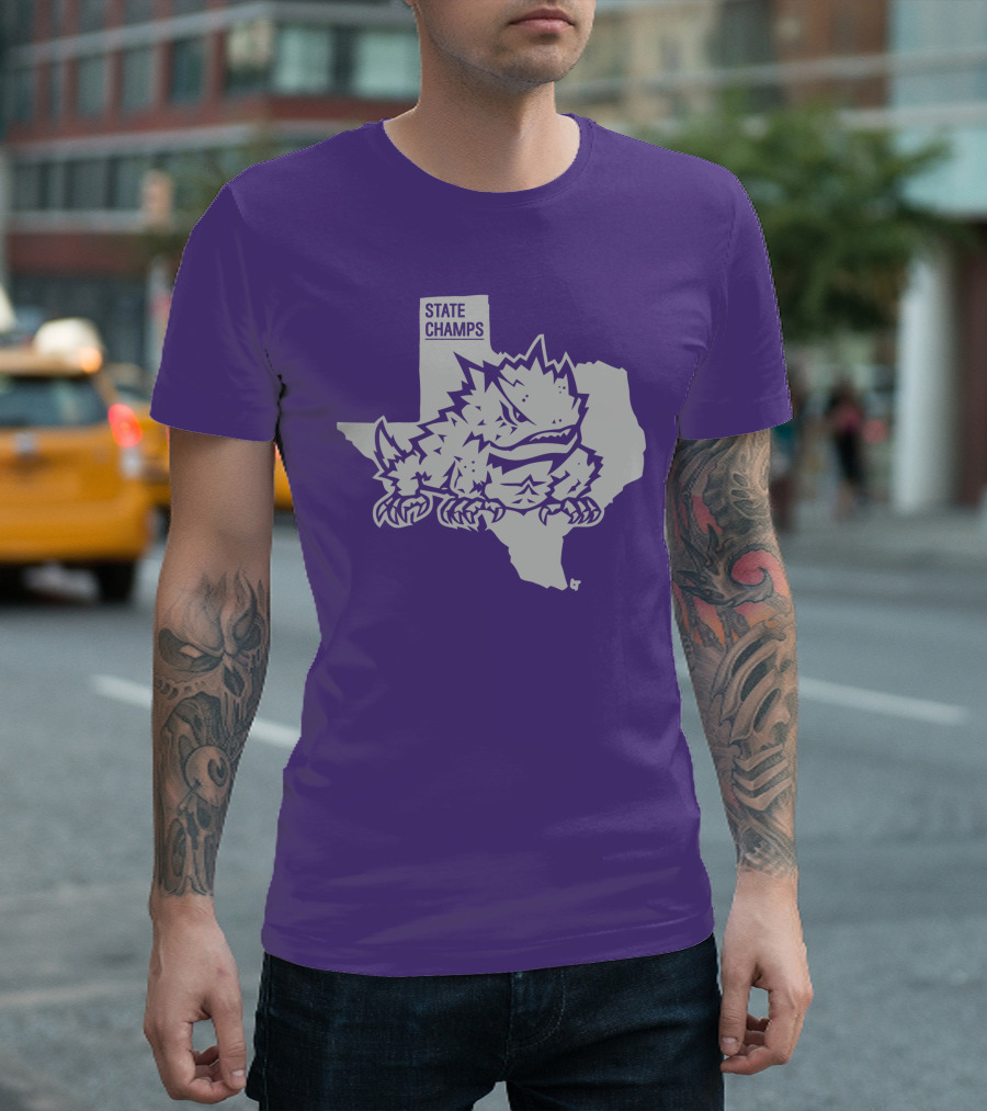 TCU State Champs Texas Horned Frog Outline T-Shirt
