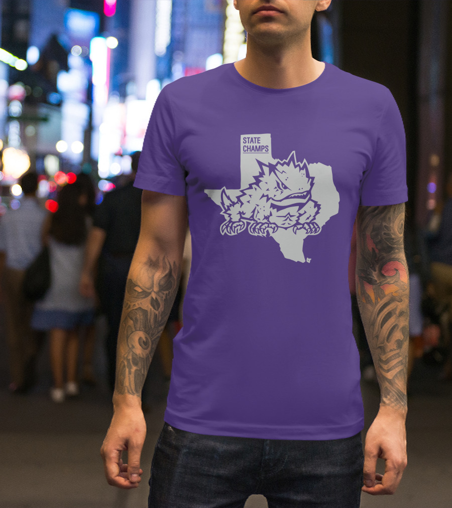 TCU State Champs Texas Horned Frog Outline T-Shirt