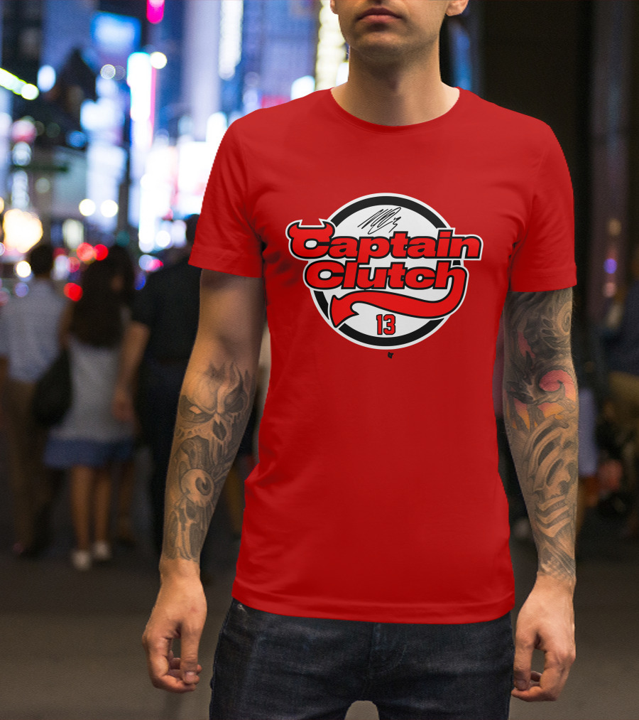 Nico Hischier Captain Clutch 13 New Jersey Hockey Signature T-Shirt