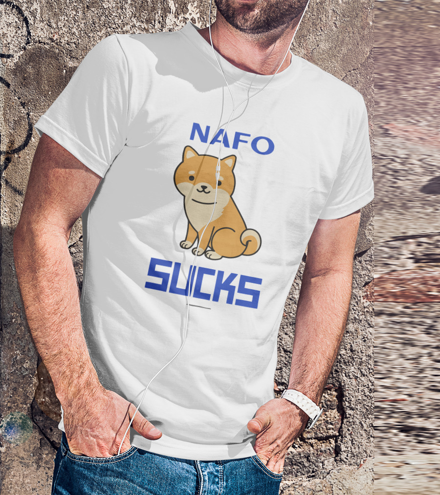 NAFO Sucks Cute Dog Cartoon T-Shirt