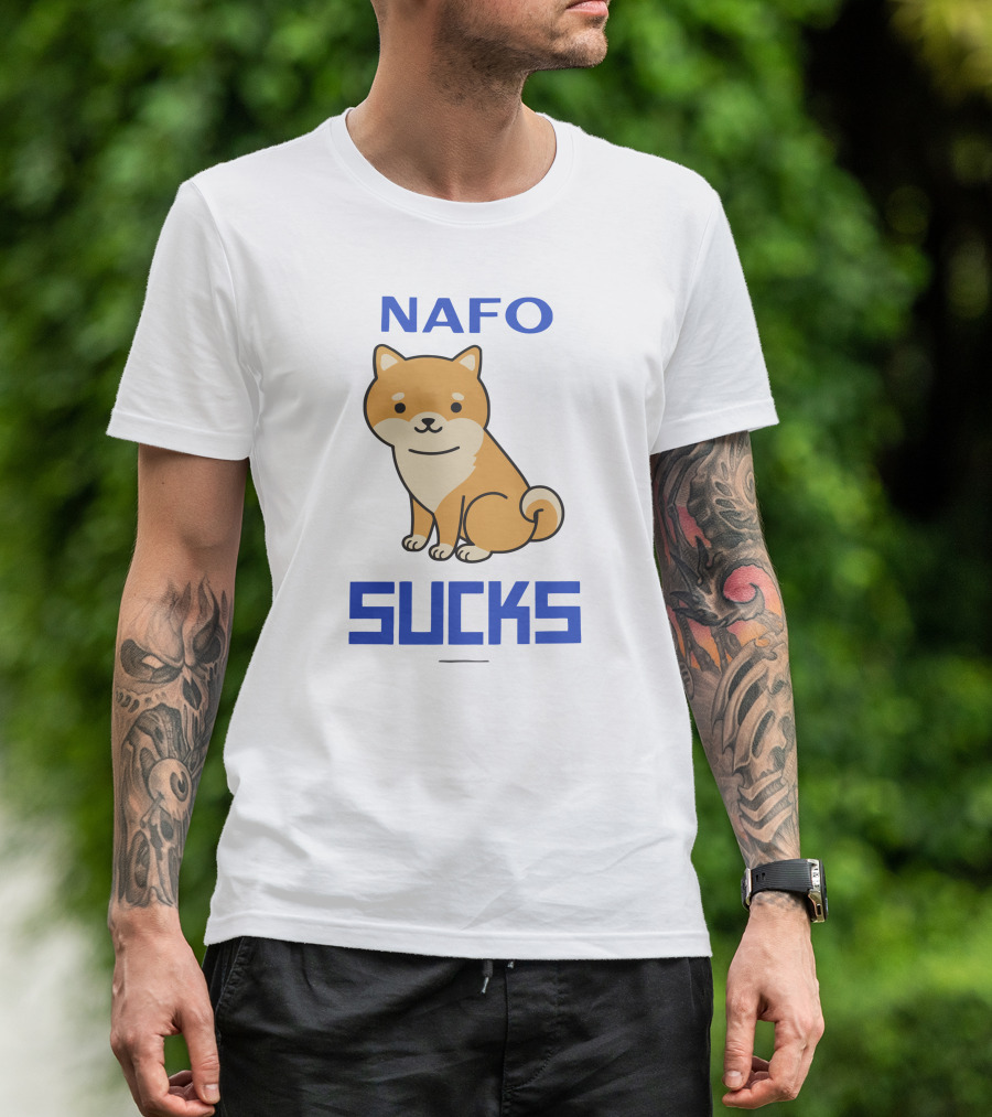 NAFO Sucks Cute Dog Cartoon T-Shirt