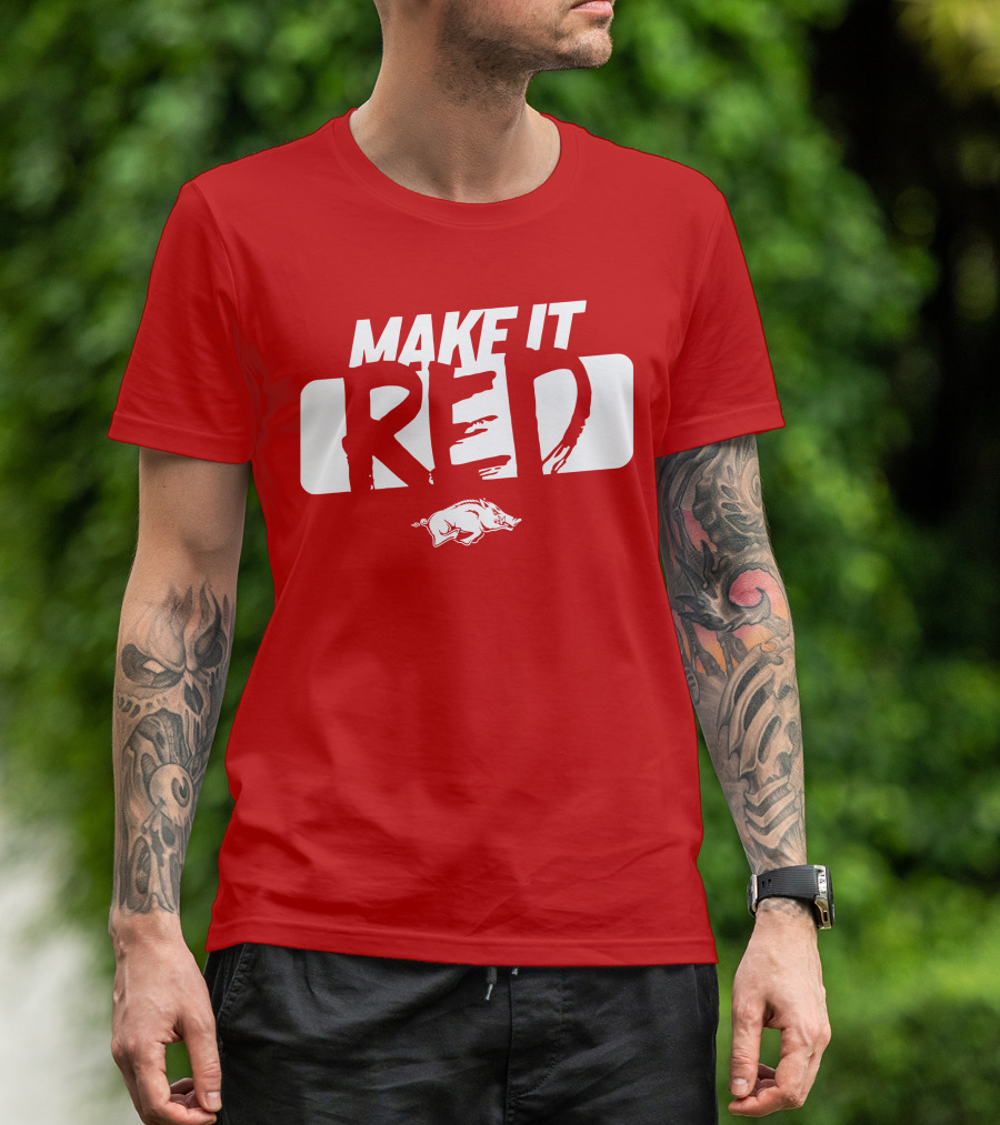 Make It Red Arkansas Razorbacks Bold Team Spirit T-Shirt