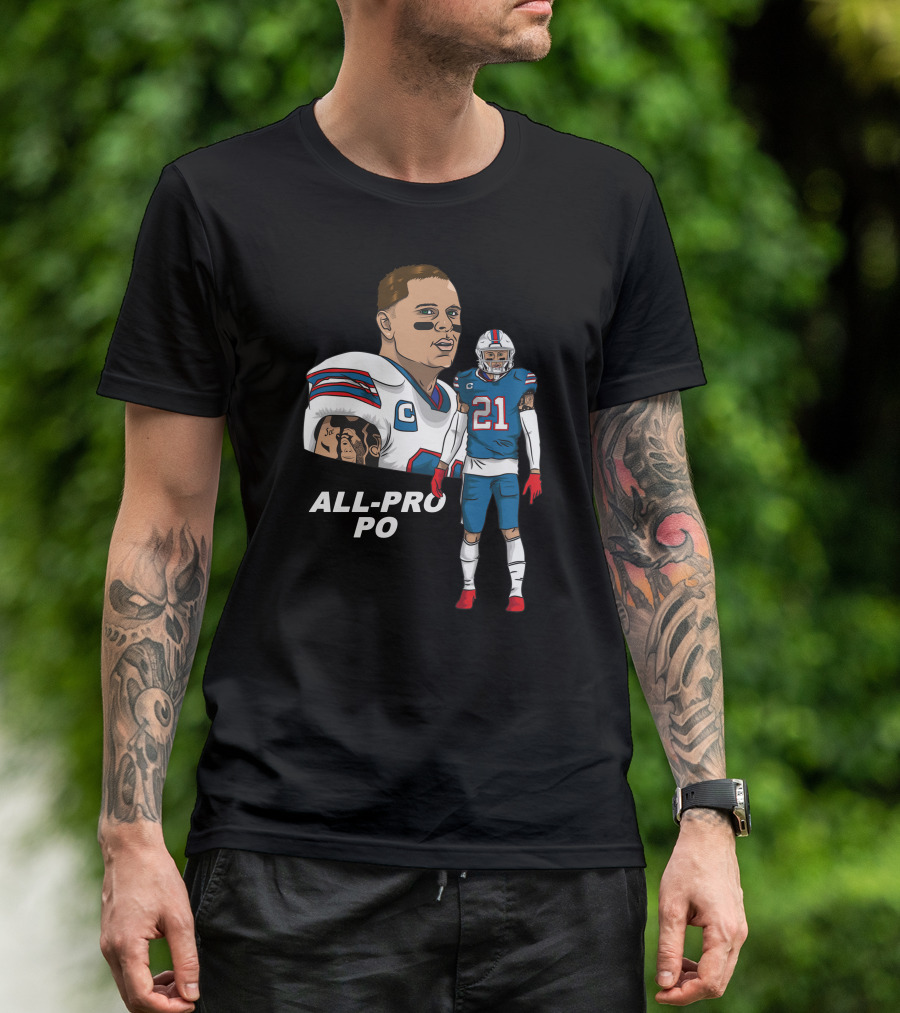 All Pro Po Football Player With Blue And Red Uniform T-Shirt