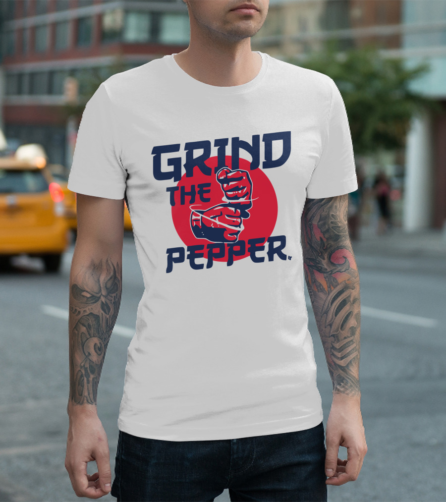 GRIND THE PEPPER JAPAN HAND GESTURE RED CIRCLE BACKGROUND T-Shirt