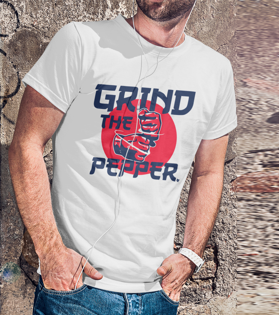 GRIND THE PEPPER JAPAN HAND GESTURE RED CIRCLE BACKGROUND T-Shirt