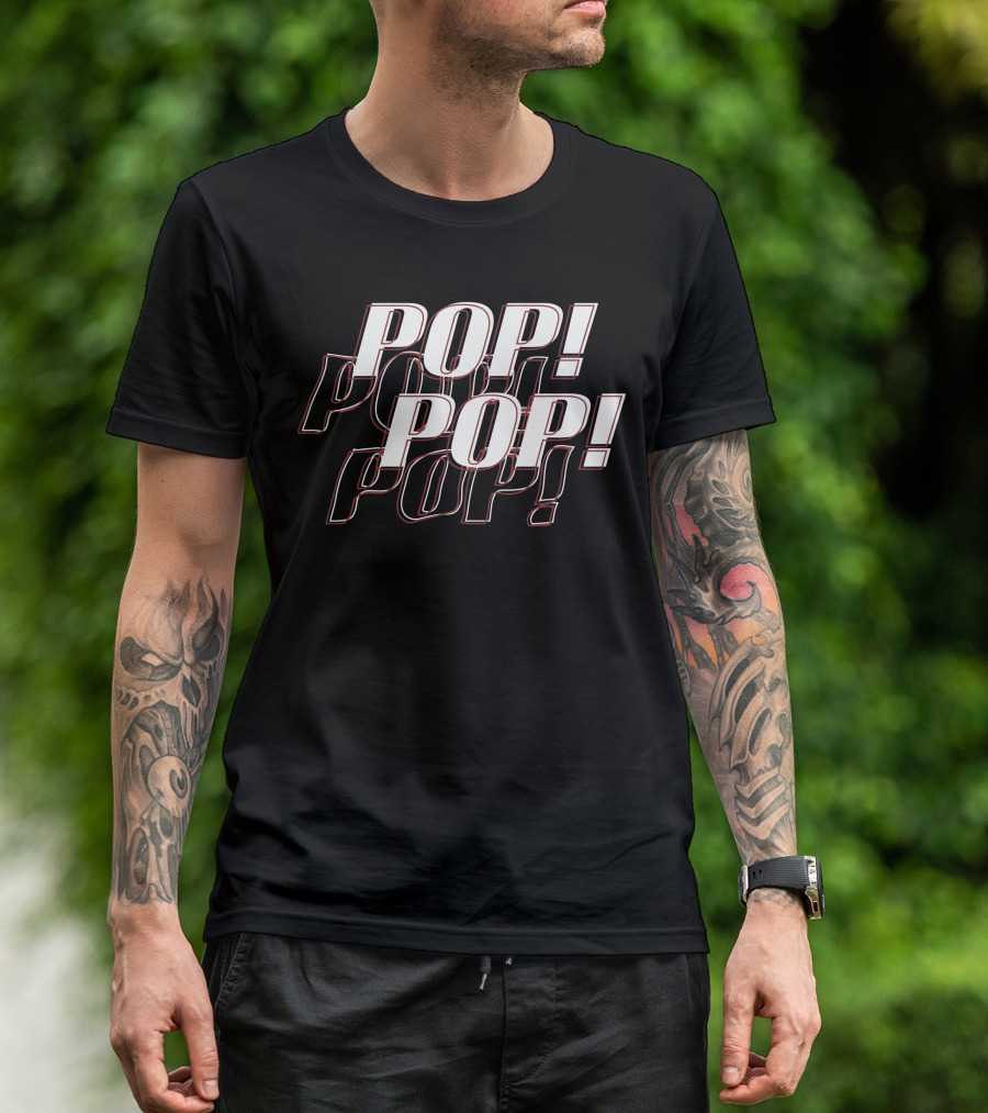 POP POP Bold Retro Shadowed Text T-Shirt