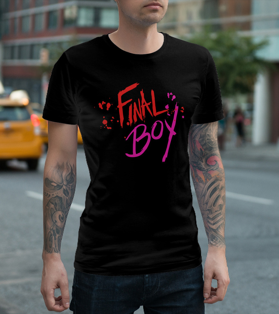 Final Boy Horror Aesthetic Typography with Blood Splatter T-Shirt