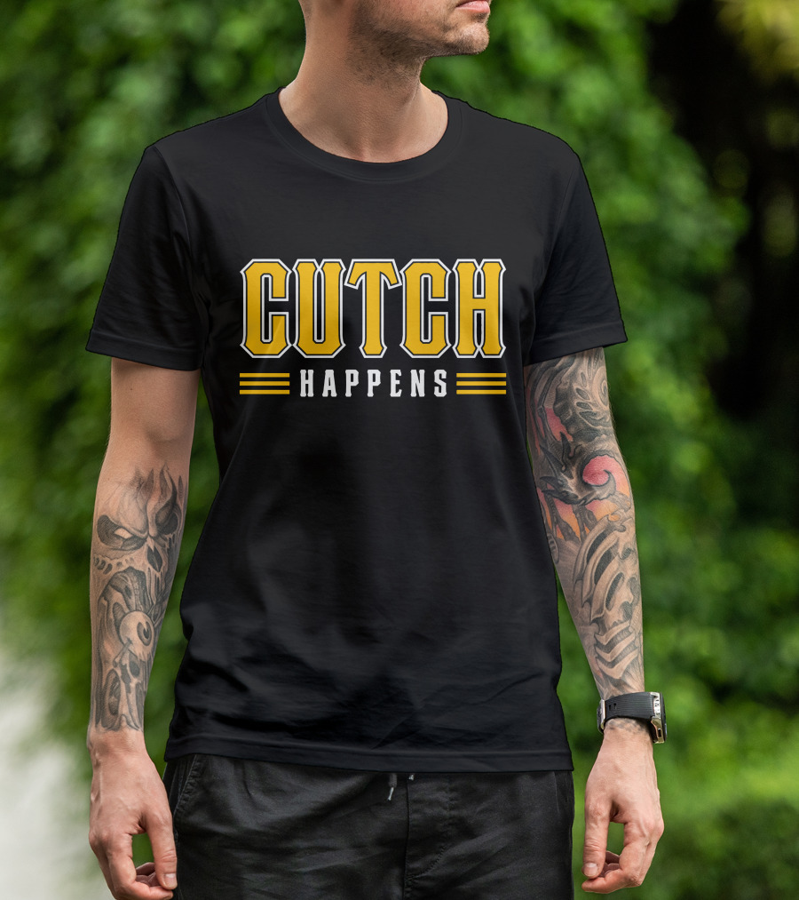 Cutch Happens Baseball Humor Yellow T-Shirt