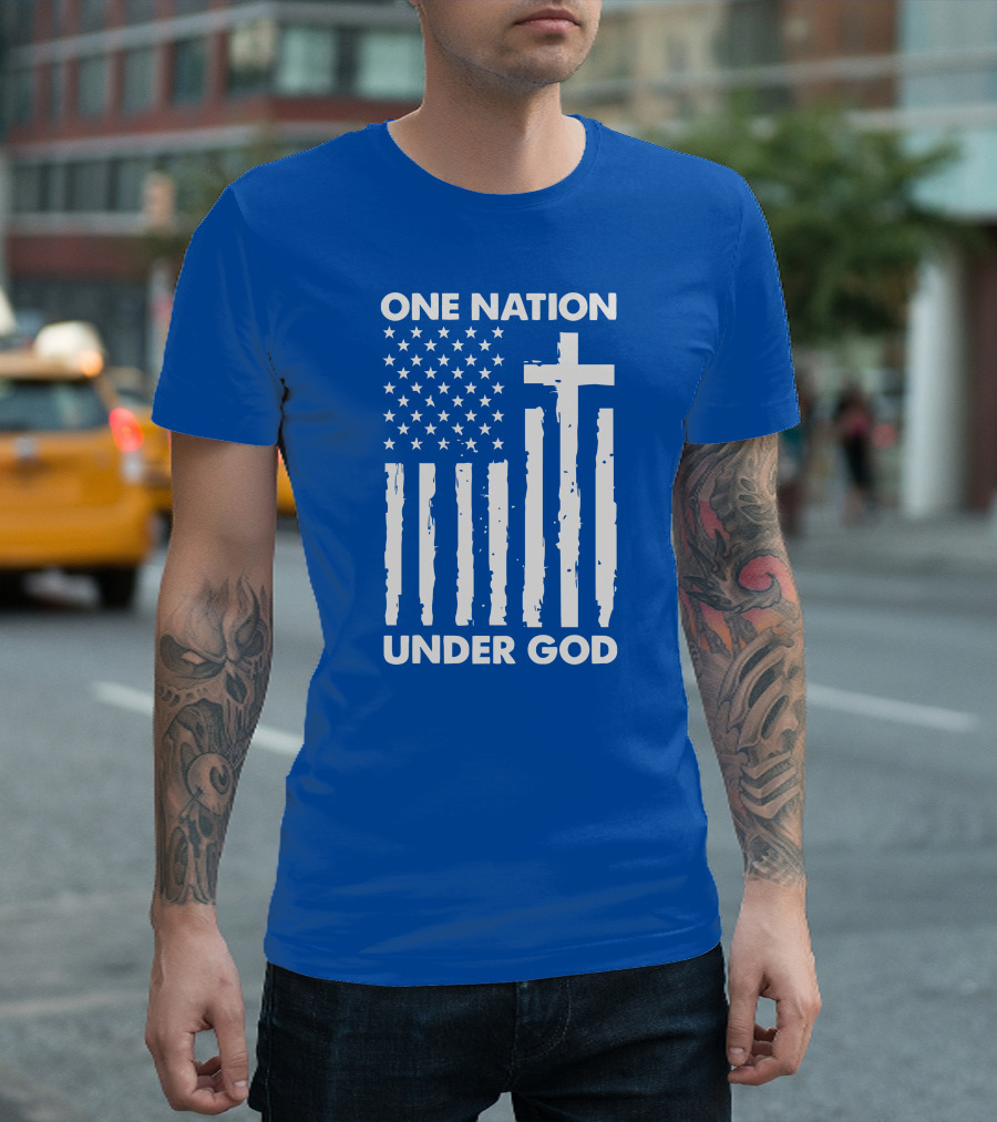 One Nation Under God American Flag Cross Stars Stripes Representation T-Shirt