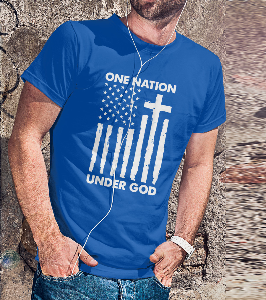 One Nation Under God American Flag Cross Stars Stripes Representation T-Shirt