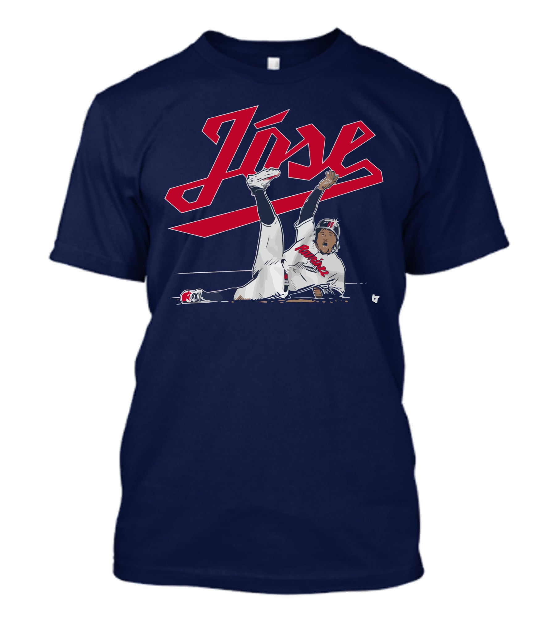 José Ramírez Slide Illustration With Cleveland Baseball Inspiration T-Shirt