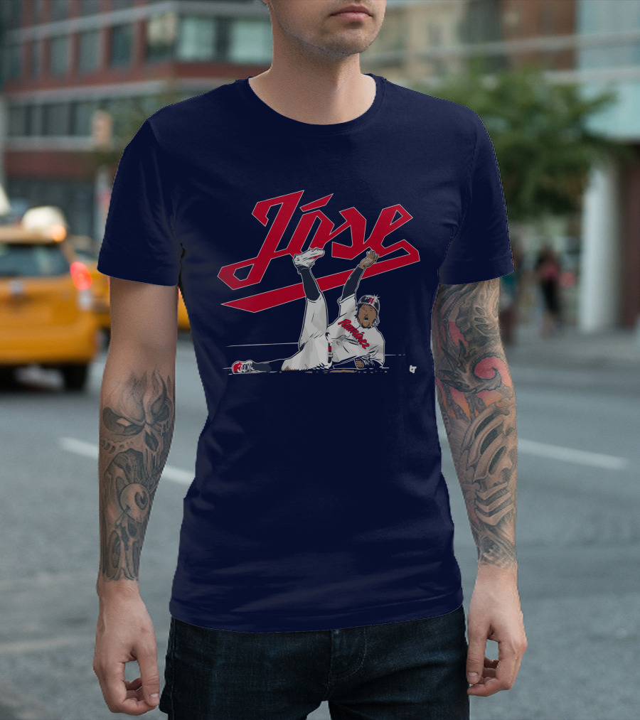 José Ramírez Slide Illustration with Cleveland Baseball Inspiration T-Shirt