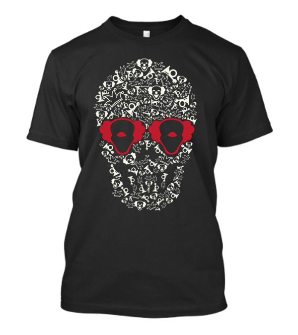 Clown Skull Pattern With Red Eyes And Nose T-Shirt