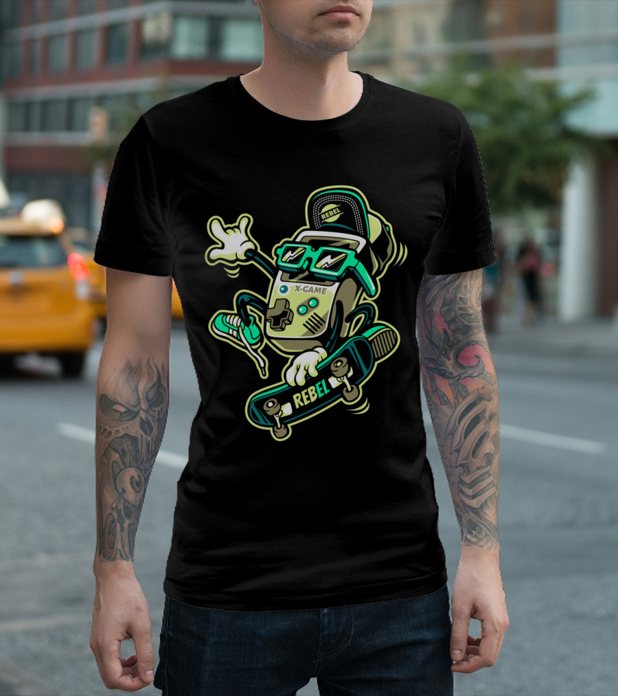 X-Game Rebel Skates Retro Gamer T-Shirt