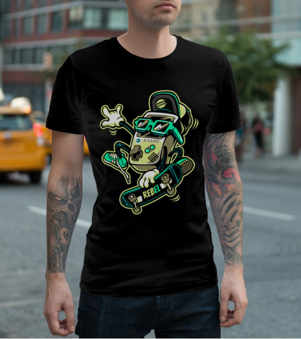 X-Game Rebel Skates Retro Gamer T-Shirt
