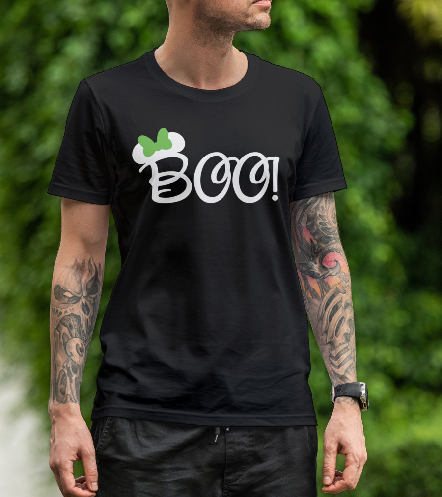 Boo Green Bow Halloween Cartoon Relaxed Fit T-Shirt