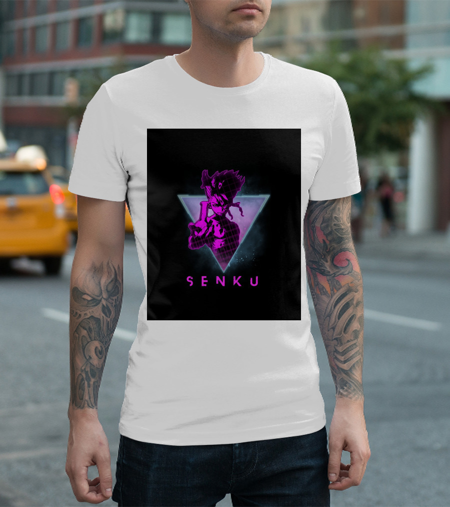 Senku Ishigami Neon 80s Retro Aesthetic Dr Stone Anime T-Shirt