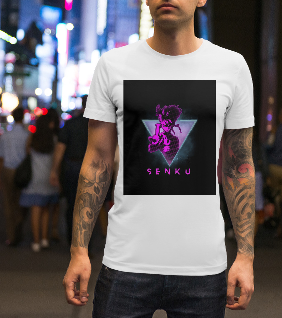 Senku Ishigami Neon 80s Retro Aesthetic Dr Stone Anime T-Shirt
