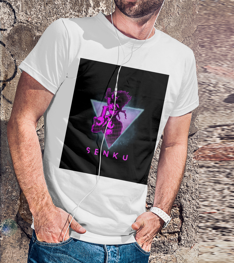 Senku Ishigami Neon 80s Retro Aesthetic Dr Stone Anime T-Shirt