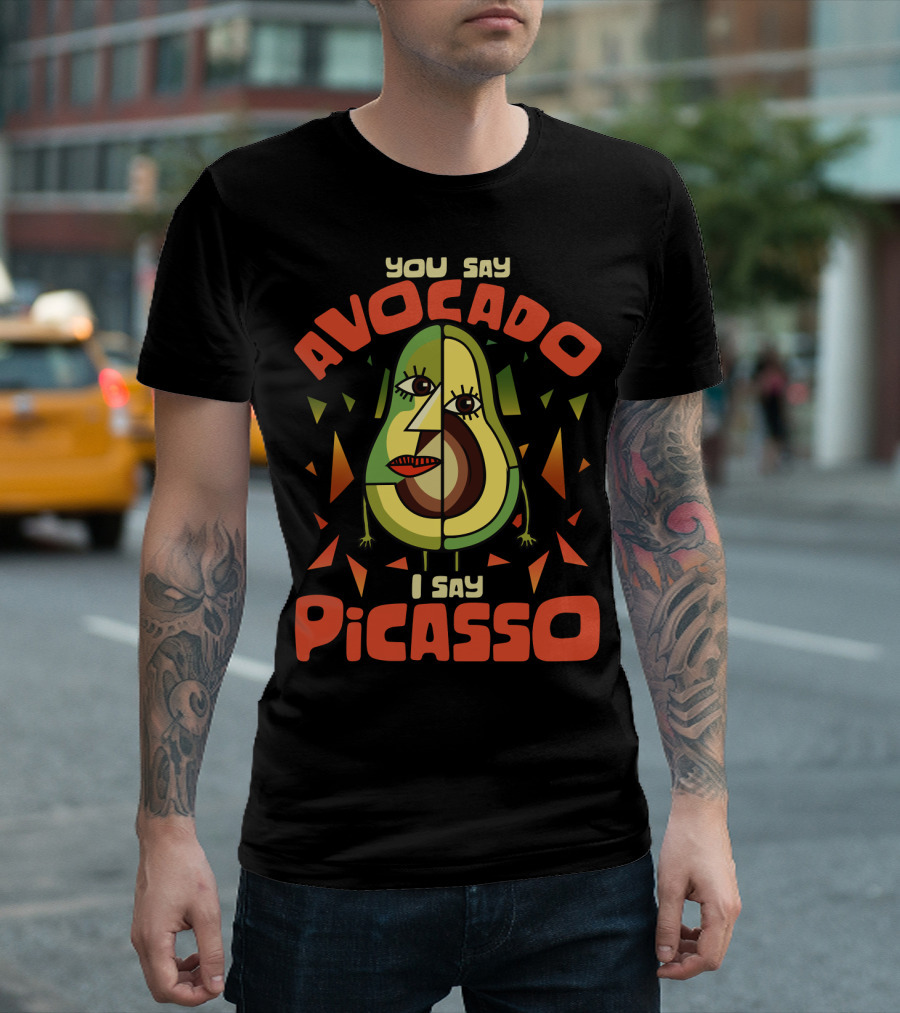 You Say Avocado I Say Picasso Cubist Avocado Face Art Teacher Humor T-Shirt