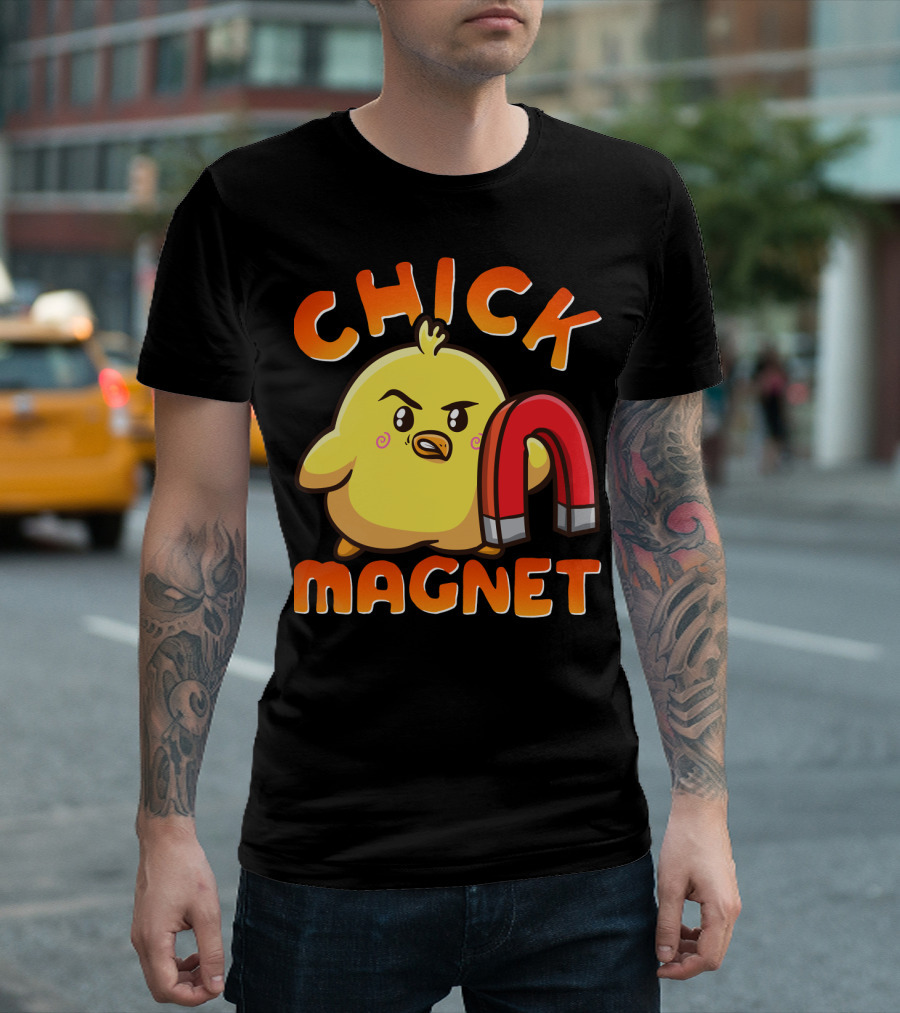 Chick Magnet Funny Halloween Costume Magnetic Little Chick With Magnet T-Shirt
