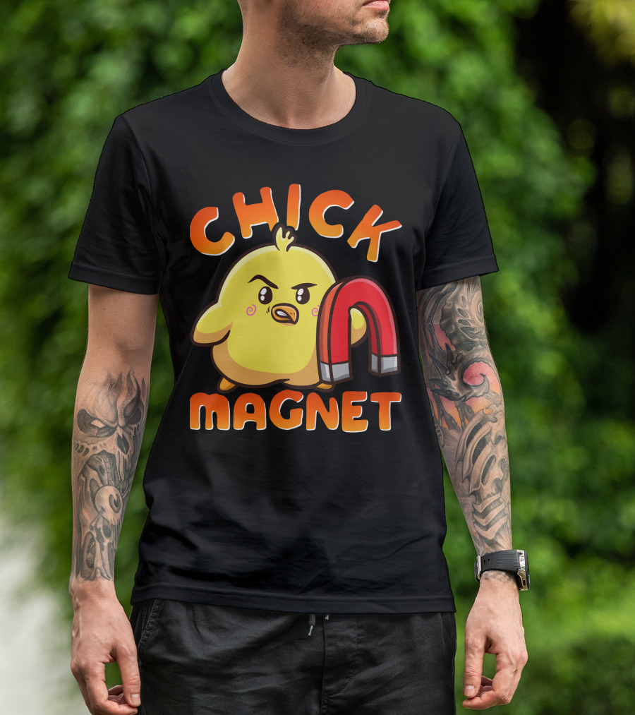 Chick Magnet Funny Halloween Costume Magnetic Little Chick With Magnet T-Shirt