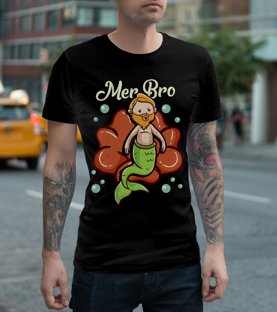 Merbro Merman Brother of Mermaid Swimming Dad Security T-Shirt