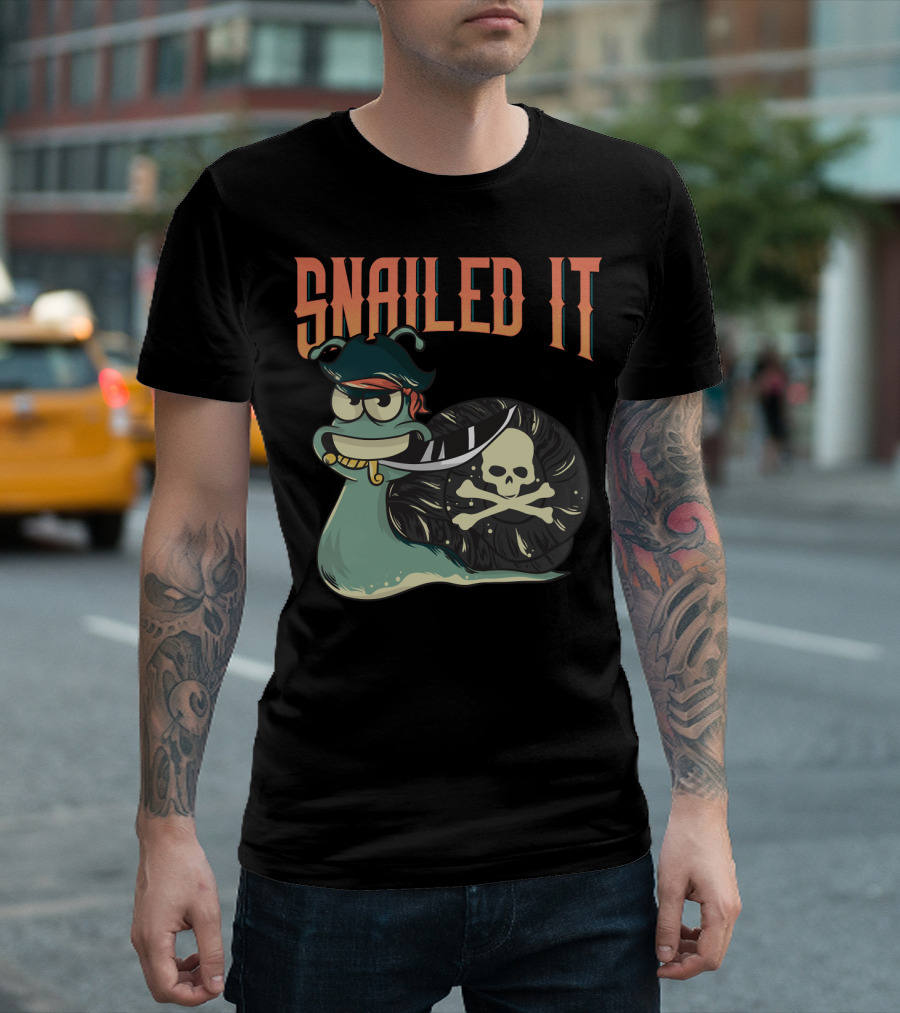 Snailed It Pirate Skull Snail Kawaii T-Shirt