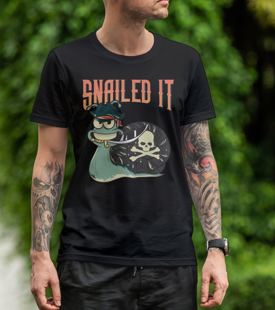 Snailed It Pirate Skull Snail Kawaii T-Shirt