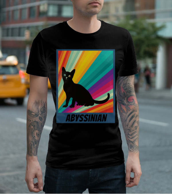 Abyssinian Cat Retro Rainbow T-Shirt