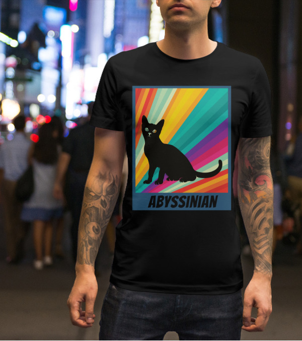 Abyssinian Cat Retro Rainbow T-Shirt