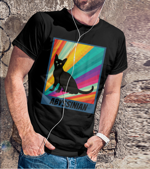 Abyssinian Cat Retro Rainbow T-Shirt
