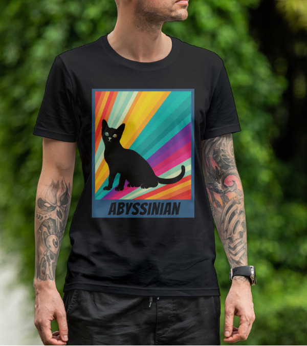 Abyssinian Cat Retro Rainbow T-Shirt