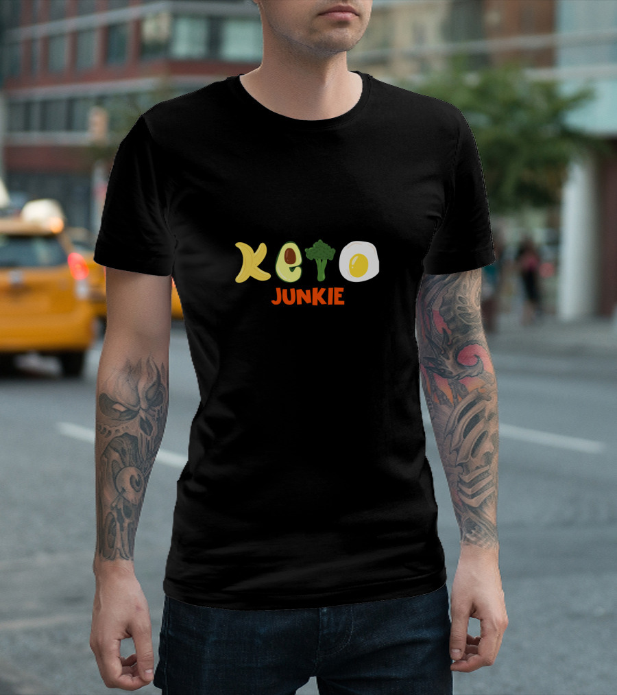 Keto Diet Junkie Avocado Broccoli Egg Ketogenic Food T-Shirt