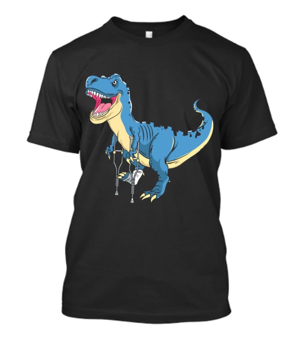 Broken Leg Dinosaur Awww Snap Funny Rex With Crutches T-Shirt
