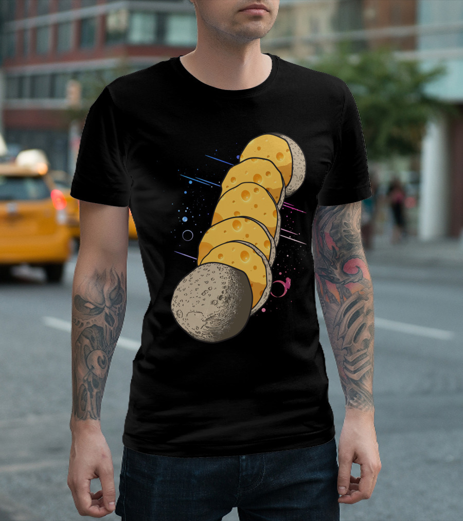Moon Phases Cheese Cosmic 50th Anniversary Space Lover Nerd Day T-Shirt