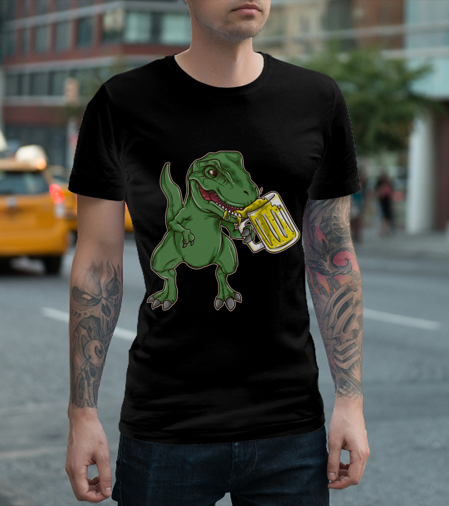 Dinosaur Prost Oktoberfest Drinking Team Let's Get Wrecked T-Shirt
