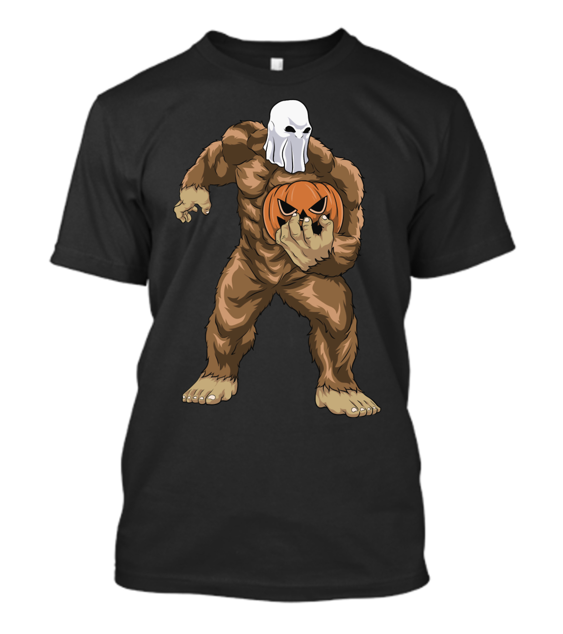 Ghost Bigfoot Sasquatch With Jack O' Lantern Head T-Shirt