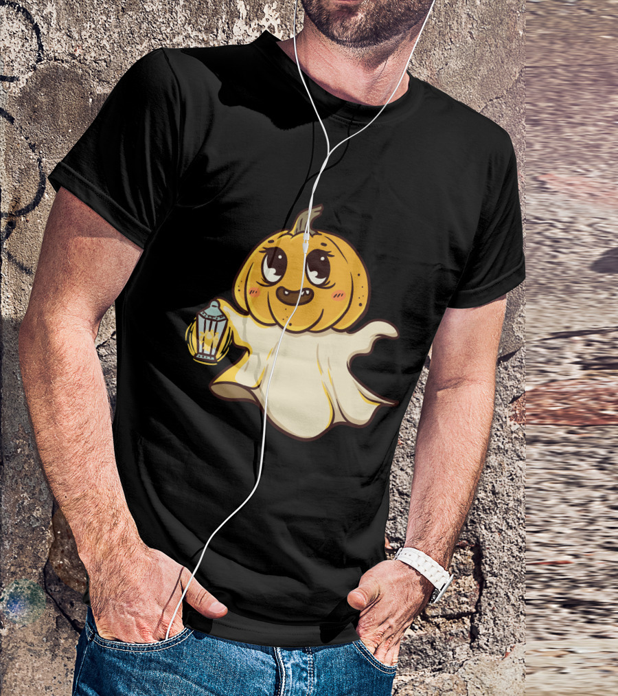 Ghost Pumpkin Kawaii Lantern-Faced Jack O' Lantern T-Shirt