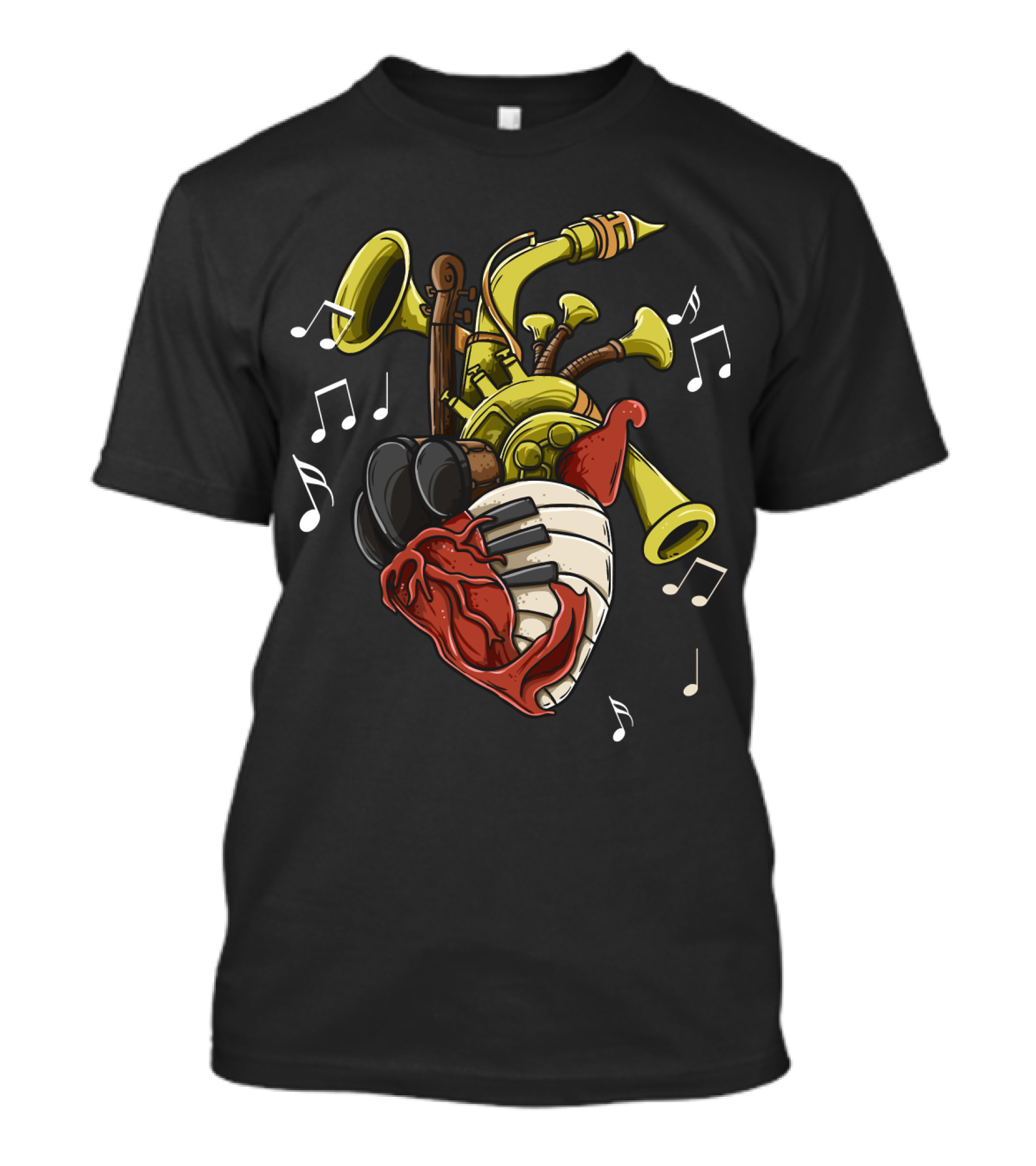 Musician Heart Love Music Passion Musical Instruments Notes T-Shirt