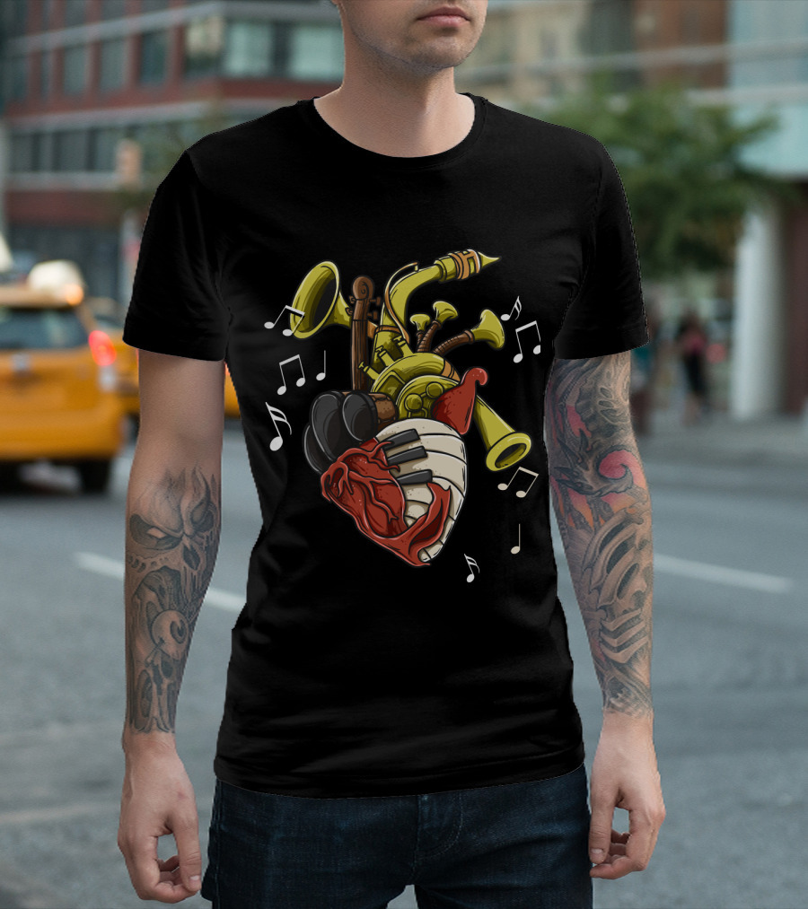 Musician Heart Love Music Passion Musical Instruments Notes T-Shirt